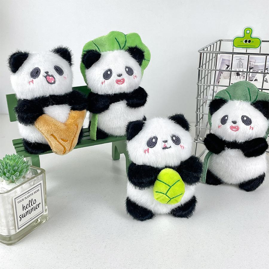 Mini Panda Charming Plush Toy Keychain Cute Animal Accessory For Bags And Cars