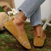 Women's Round Head Flat Embroidered Low Top Single Shoes Embroidery Shallow Four Seasons Lazy Peas Shoes
