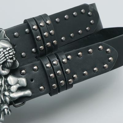 Y2k Casual Skull Belt Punk Versatile Rivet Belts Adjustable Gothic Leather Belt Unisex