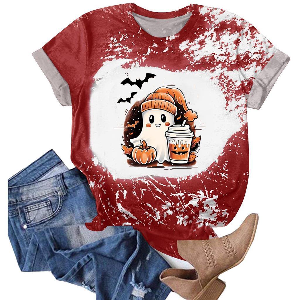 Halloween Shirts for Women Cute Shirt Fall Tshirt Gradient Graphic Tees Casual Short Sleeve Tops