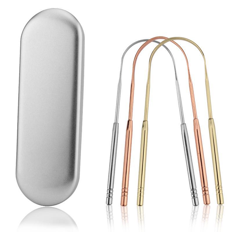 Rose Gold Stainless Steel U-Shaped Tongue Scraper Cleaner