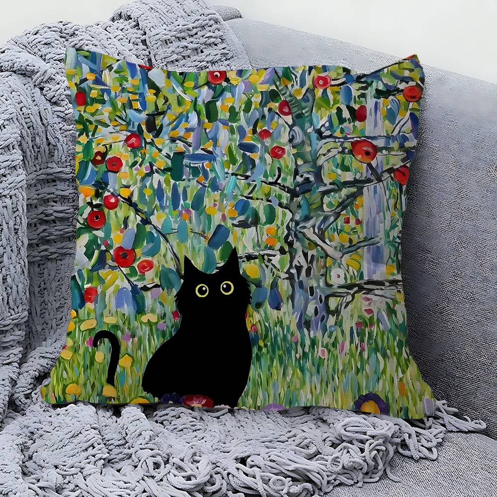 Black Cat Sunflowers Pillowcases Home Bedding Decorative Pillow Cover Wedding Super Soft Pillow Case