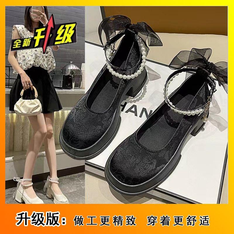 Mary Jane single shoes platform high heels women's autumn 2025 new French with skirt thick heel gentle small leather shoes