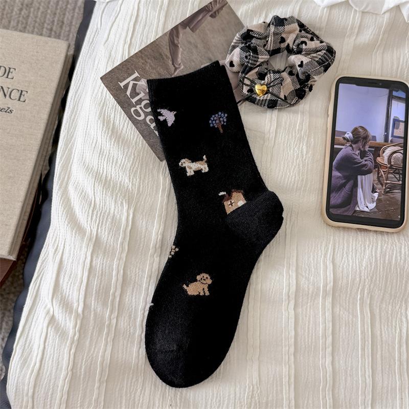 

Puppy House Thickened Socks Women S Season Warm Medium Tube Socks Wool Piled Socks Small Fresh one size fits all