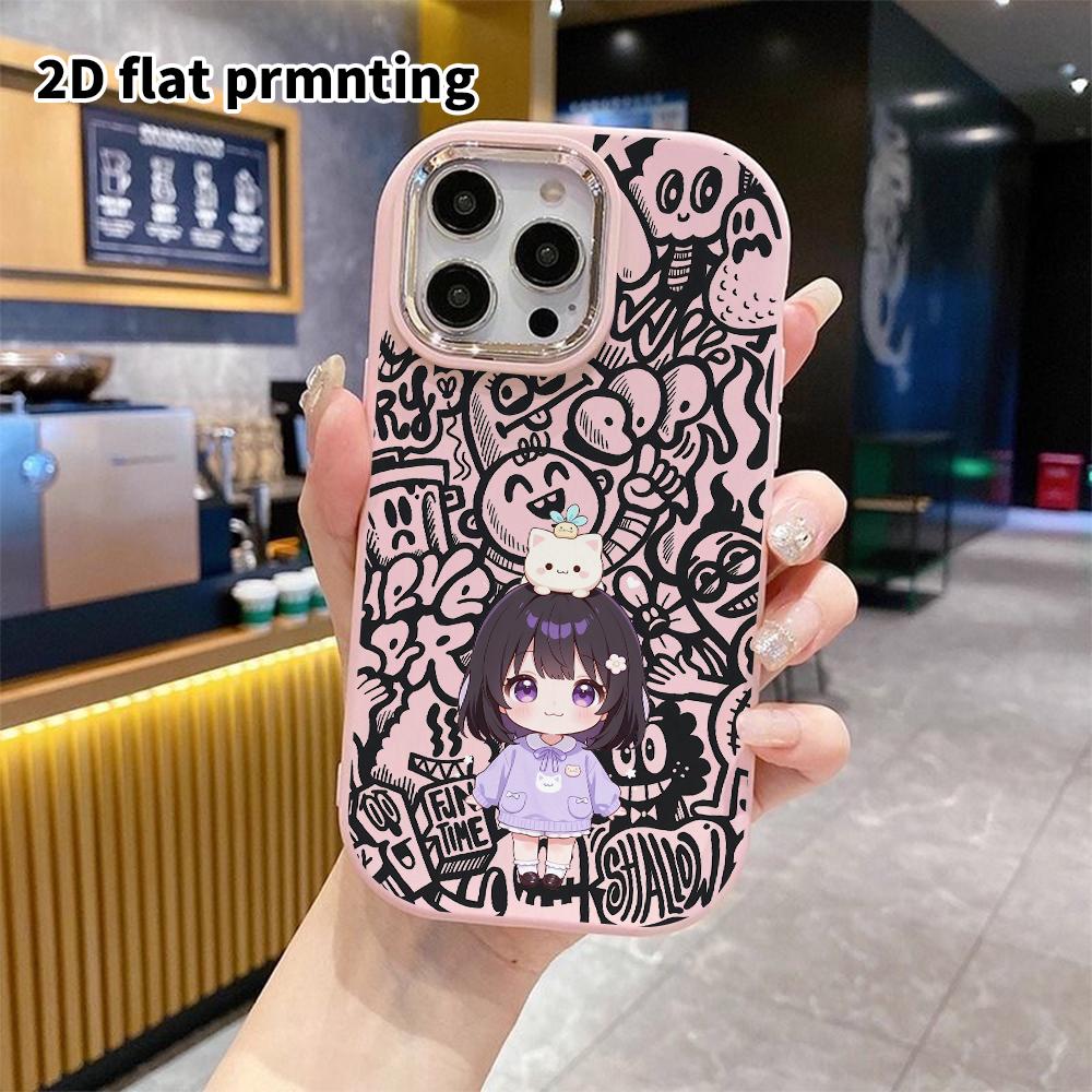 Phone Case: 2D Flat Design Suitable for iPhone 18 17 16 15 14 13 Pro Protective Case, Couple Style, Short-haired Little Girl, Christmas and Halloween
