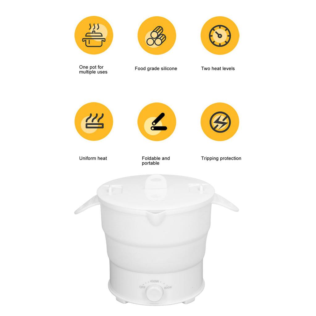Multifunkční přenosný skládací silikonový hrnec na cestování 110-240V konvice elektrický vařič horký hrnec vařič vody kempingový skládací elektrický hrnec