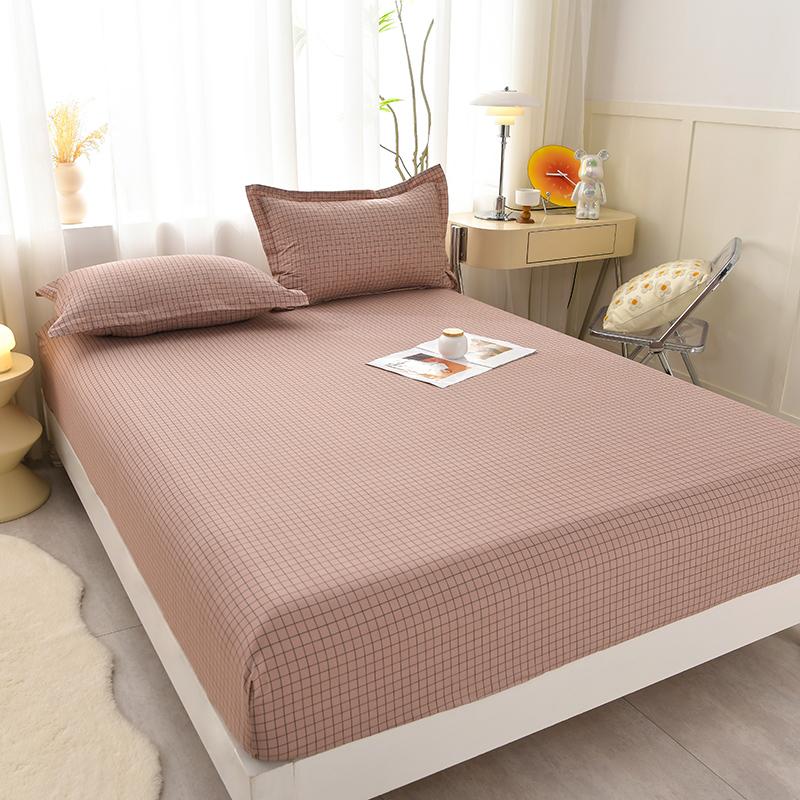Washed Cotton Fitted Sheet featuring Elastic Bands Non Slip Adjustable Mattress Cover Printed  Pure Cotton  designed for Double King Queen