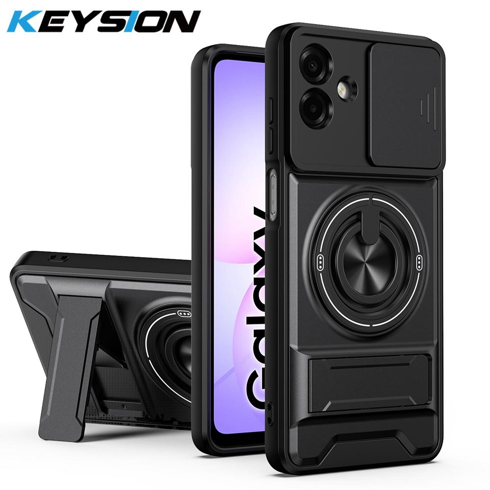 KEYSION Magnetic Phone Case for Samsung A07 A06 4G A05 Slide Camera Protection Upright Kickstand 360 Ring Shockproof Back Cover
