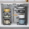 Multi-Layer Pot Storage Rack Strong Load-bearing Hollow Design Adjustable Cabinet Under-Sink Pan Rack Cookware Holder