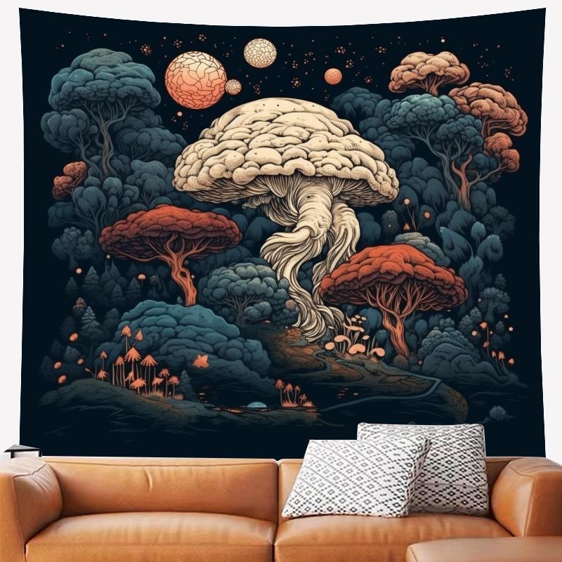 Boho Glow in the Dark Mushroom Tapestry for Living Room Bedroom Tapestry Home Wall Decor