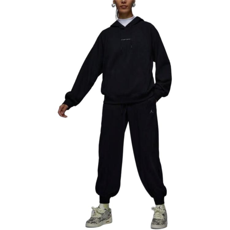 Jordan Solid Color Hooded Casual Quick-Dry Sweatshirt Women Tops Black FN5126-010