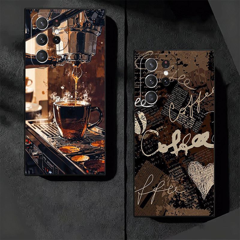 Black Coffee Fashion Style Soft Phone Case for Samsung Galaxy S26 S25 Edge S24 Ultra S23 Plus S22 S21 FE S20 Black Cover Back Sh