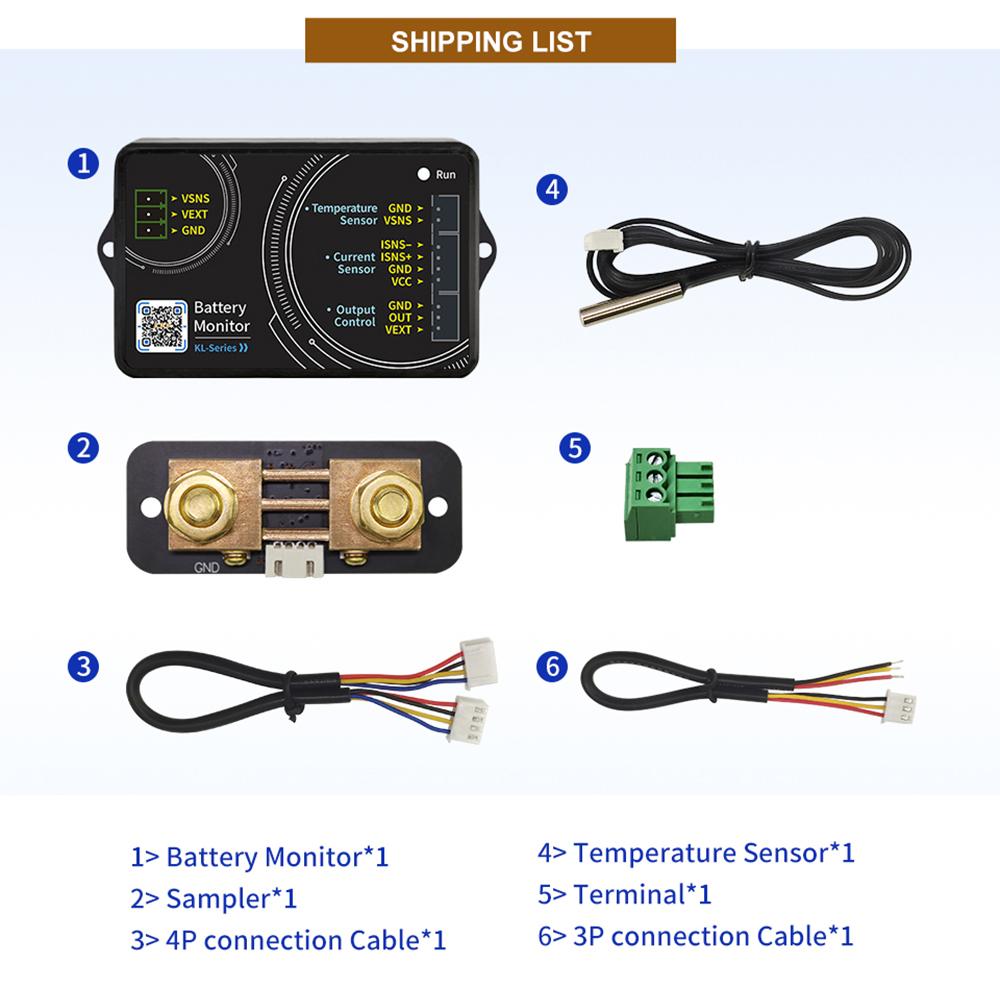 100A 400A 600A Battery Monitor DC 0-120V Battery Tester Voltage and Current Meter Battery Storage Indicator KL110F/KL140F/KL160F