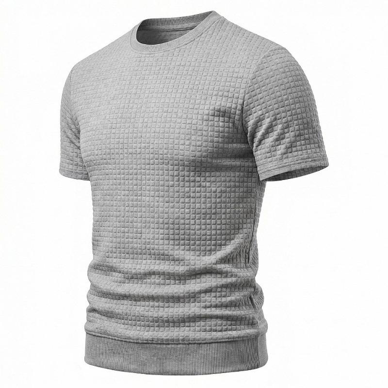 Men Simple Casual Old Money Textured Crew Neck Short Sleeve T Shirt
