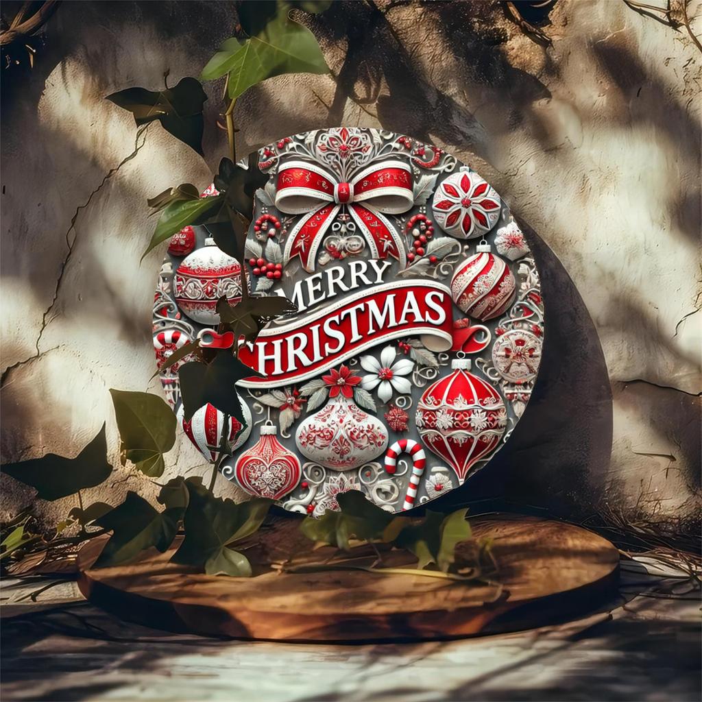 1 szt. okrągła żelazna świąteczna folia grawerowana sztuka ścienna metalowa blaszka z nadrukiem 2D z ochroną UV i powierzchnią odporną na zarysowania