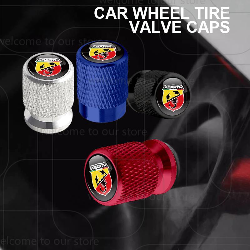 4Pcs Car Tire Valve Scorpion Emblem For Abarth 595 500 124 Spider Tipo Panda Bravo Aluminum Air Port Stem Cover Caps Dust Covers