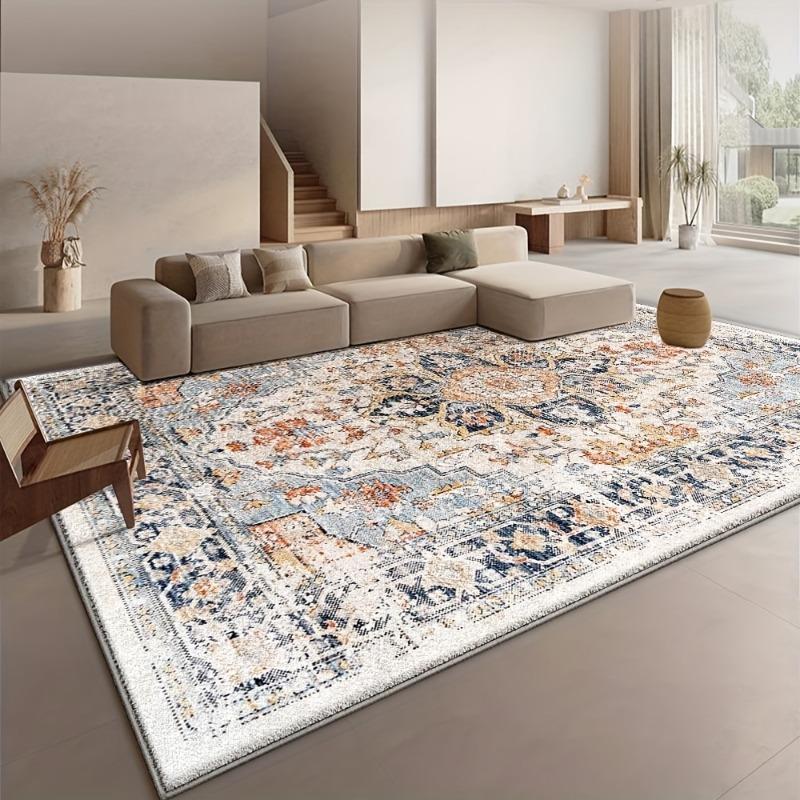 Area Mat Soft, Non-Slip Mat with Intricate Floral & Geometric Patterns for Living Room, Bedroom, Office Decor Vintage Style Mat