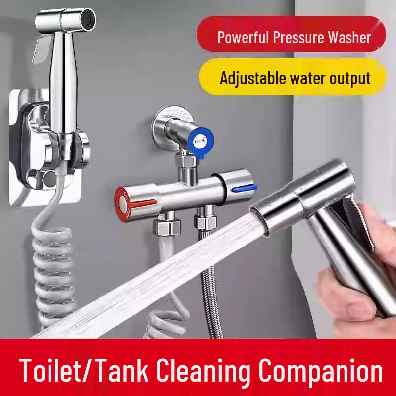 German Bidet Spray Gun Set: Toilet Faucet, Butt Washer, Shower Head & Water Booster Nozzle
