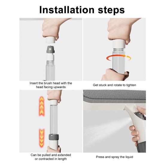 Window Screen Cleaning Brush 3 In 1 Glass Wiper with Retractable Wand Built-in Crevice Brush Swiveling Head Multi-Surface Cleaner