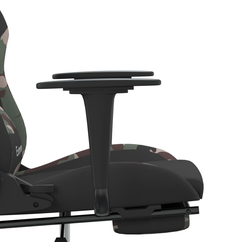 Gaming Chair with Massage Function and Footrest Black Camouflage Fabric