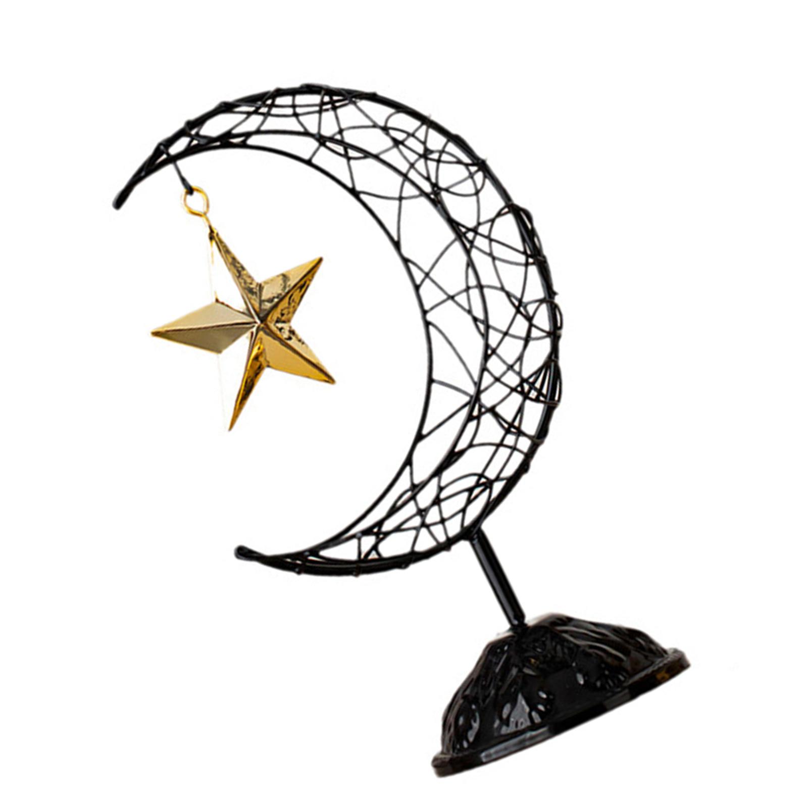 

Ид Мубарак Рамаданы Ручной Металлический Полый Орнамент Декор Луна и Звезда с Основанием для Мусульман Исламские Праздничные Принадлежности чёрный