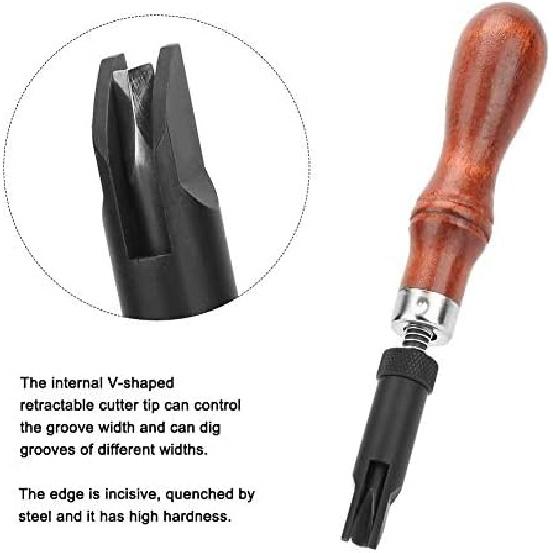 Leather Crafttool Groover, Adjustable "V" Type Leather Craft Stitching Groover Push Groover Skiving Edger Beveler Leather Grooving Craft Gouge Tool