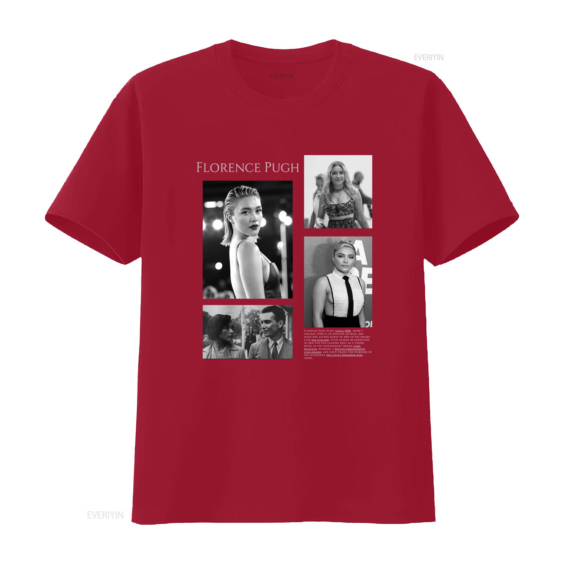 Limited Edition Florence Pugh T Shirt for Men and Women Stylish Actor Inspired Print vintage Washed homme Top For Everyday Wear S