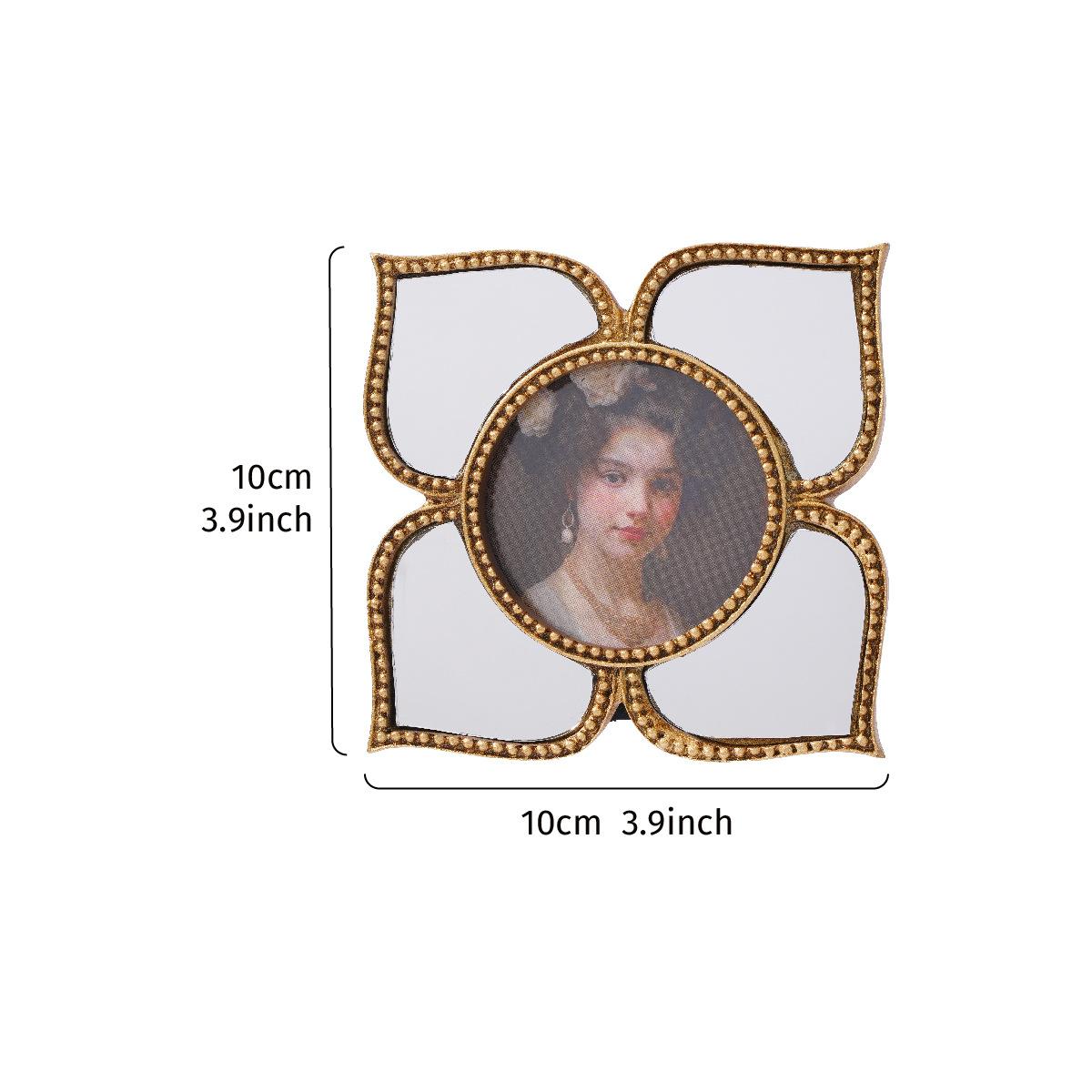 Mirror Photo Frame Golden Four-leaf Clover Flower Photo Frame Retro Flowers Picture Frames for Picture Wall Home Decoration
