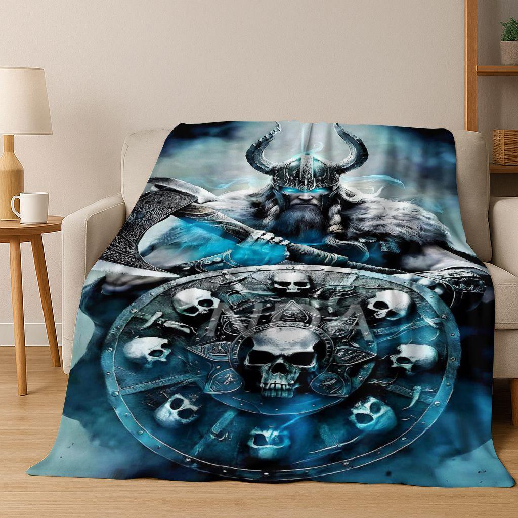 Nordycki Symbol Wojownika Wikingów Valhalla Valknut Runa Koc Flanelowy, Przytulny Miękki Koc Rzutowy do Domu Sypialni Łóżka Pokrowiec na Sofę Prezent