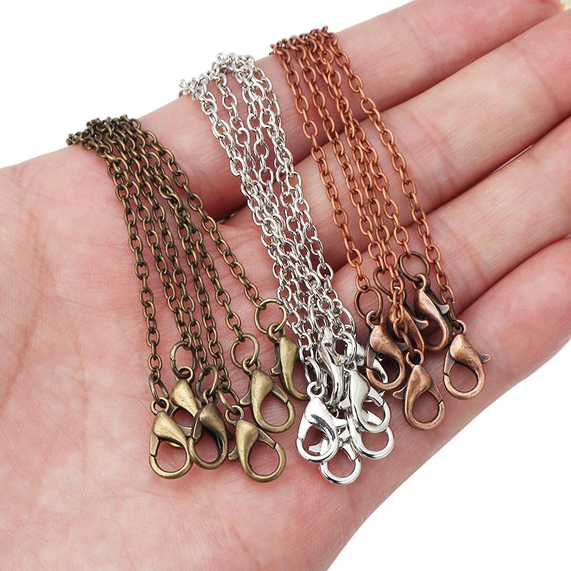 6pcs/Lot 45cm Adjustable Round Cross Chains for Jewelry Making Link Chain Bulk Chains DIY Necklace Bracelet Men or Women