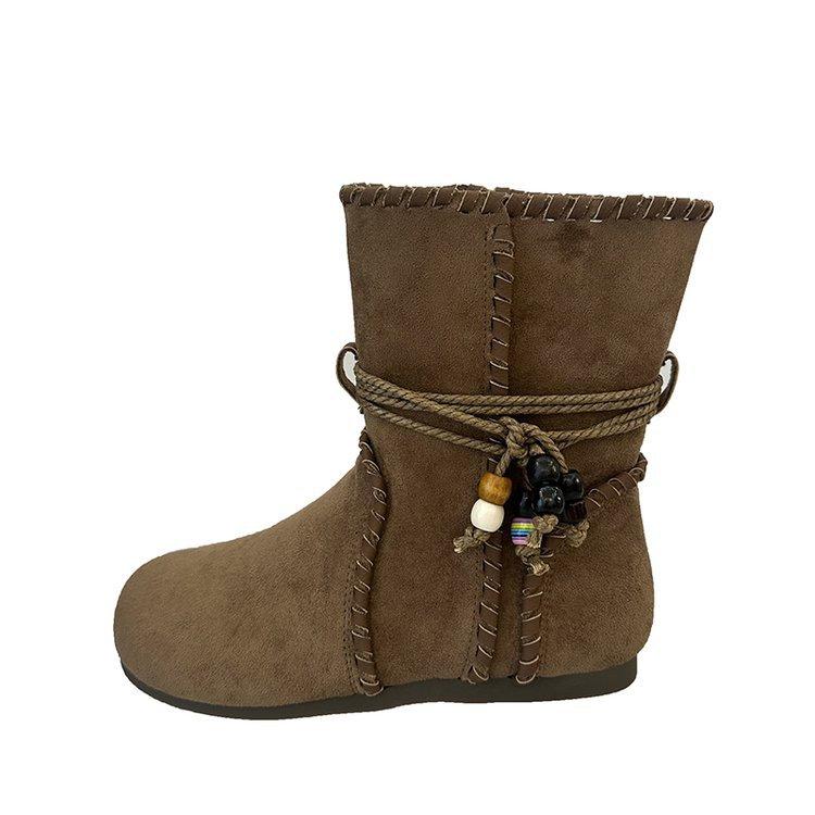 Retro inner heightening short boots women's 2025 autumn new brown Maillard short boots niche design western boots