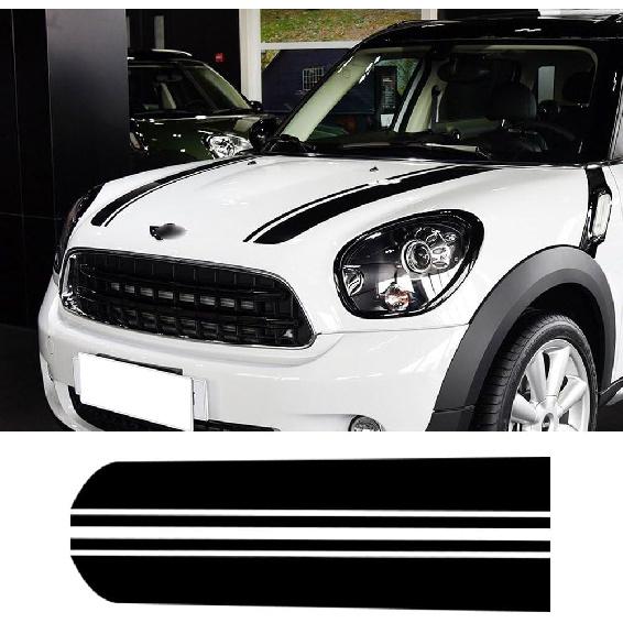 

Hood Decal Bonnet Racing Stripes Engine Cover Vinyl Stickers for BMW Mini Cooper Countryman R60 2010-2016 Accessories (Gloss White) Gloss Black