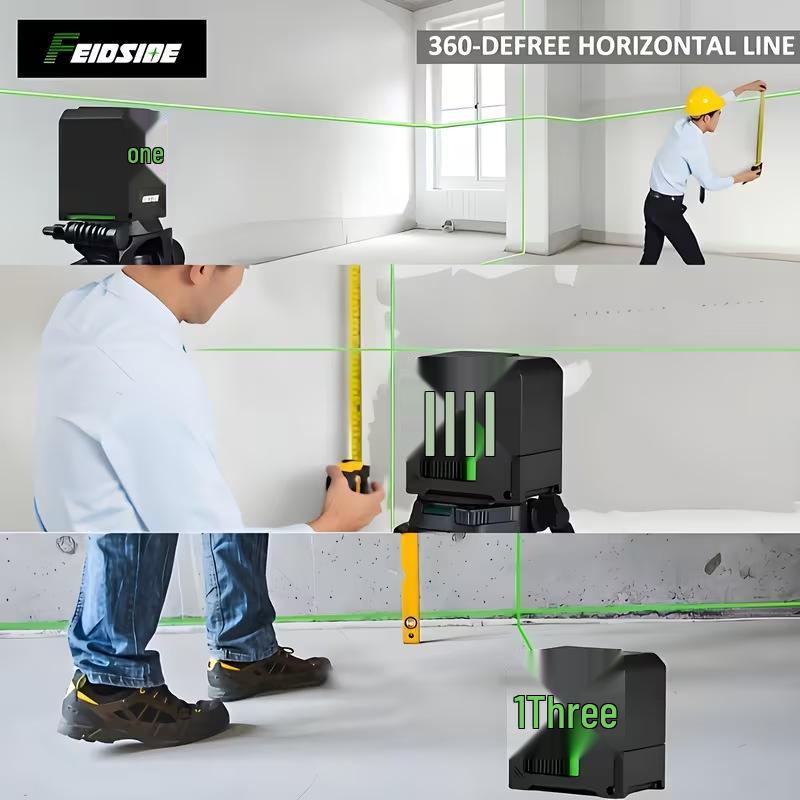 High-Precision Portable Green Laser Level with Infrared 2-Line Projection for Home Use