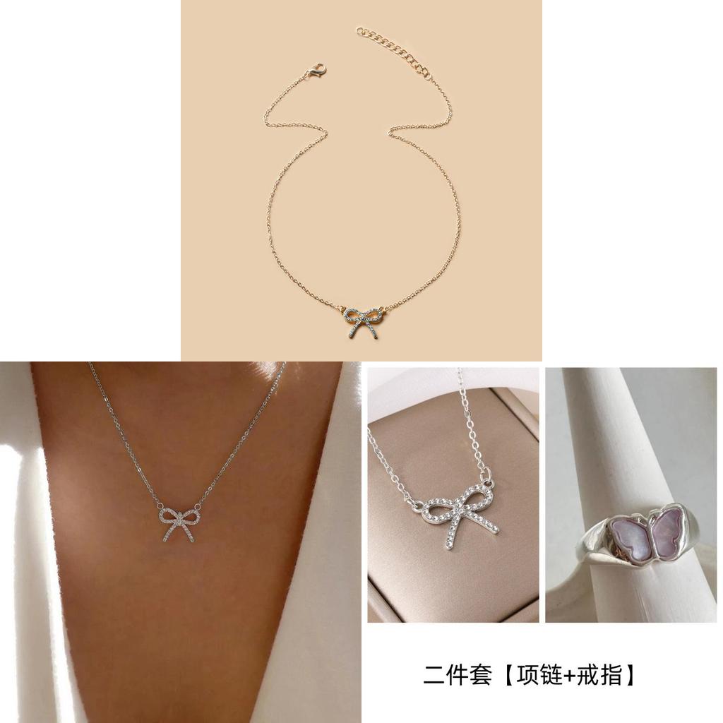 Bowknot Necklace For Women With Zinc Alloy Chain Summer Fashion Accessory