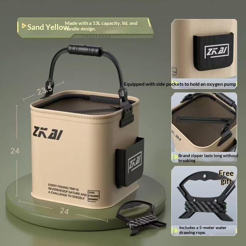 Durable 8L 13L Fishing Bucket with Ergonomic Handle Easy Outdoor Folding Design