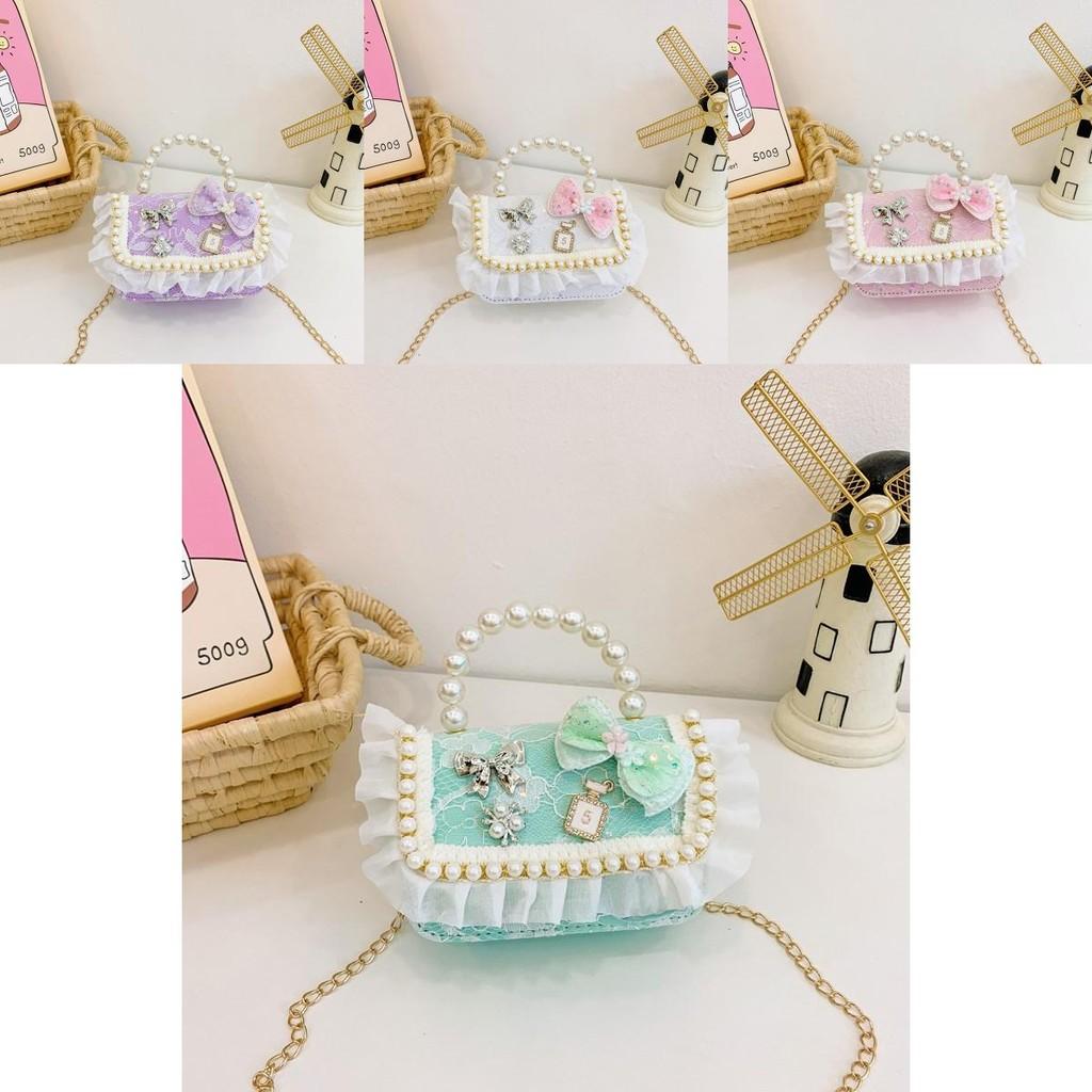 Adorable Princess Pearl Handbag For Girls With Cute Lace And Design Bow