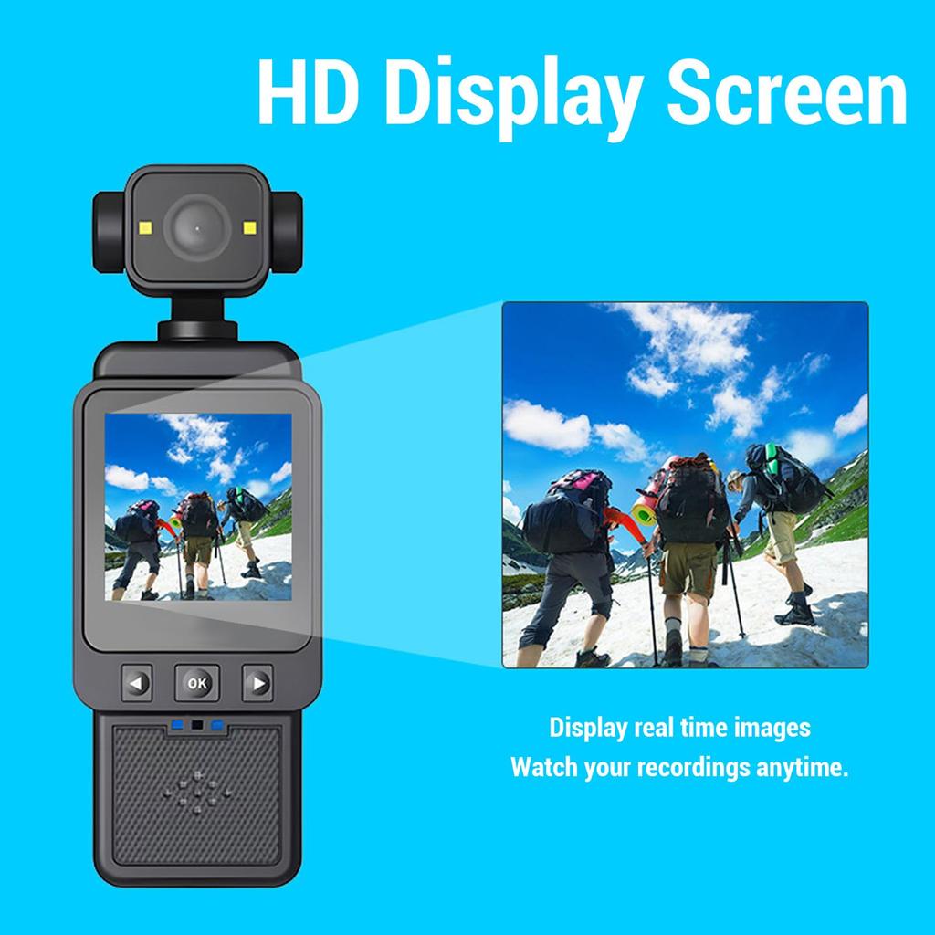 Elprico 1080p Vlog Camera with 270° Rotating Lens, Digital Stabilization, 1.53" Screen, Multi-Mount Camcorder for Outdoor Video