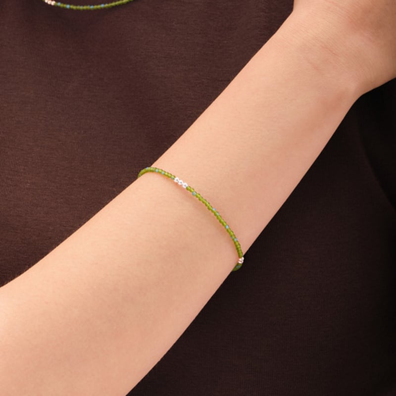 

cotoit Green Anemone beads Bracelet platinum-plated silver