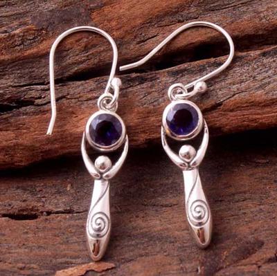 Silver Earring Silver Jewelry Iolite Earring Gift For Mum 925 Sterling Silver Jewelry