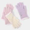 Women Winter Gloves Warm Touch Screen Gloves with Bow-Tie Sequins Knitted Thickened Gloves for Daily Outings Dating Party