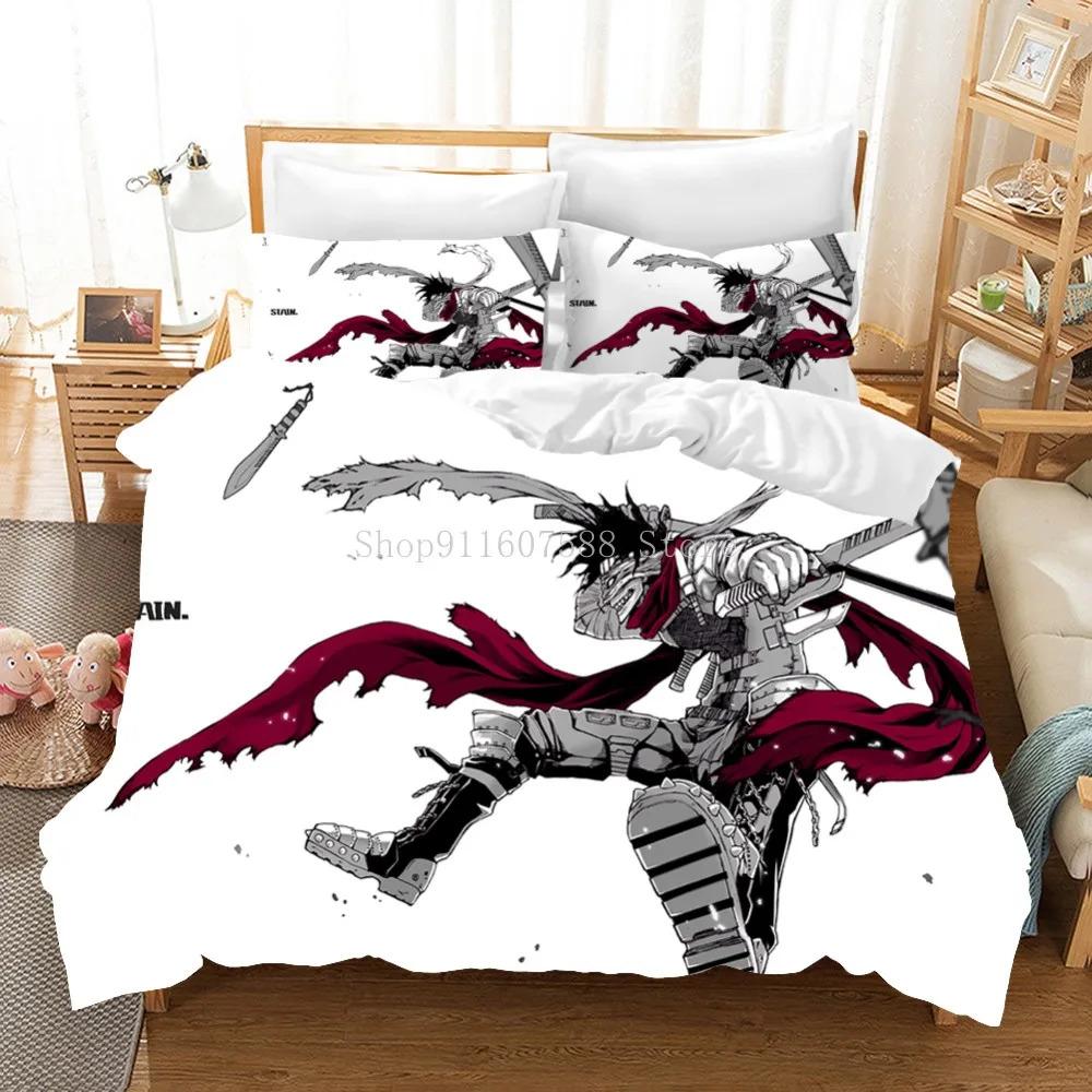 

Japan Anime My Hero Academia Printed Bedding Set Cartoon Duvet Covers Pillowcases Comforter Bedding Set Bedclothes Bed Linen Us Twin 172x218cm серый