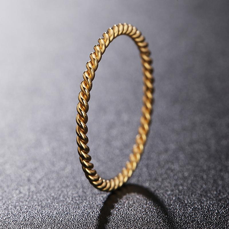 1.5MM Knuckle Rope Twist Ring Stainless Steel Wedding Band for Women Girls Stacking Charm  Accessories Gift Wholesale