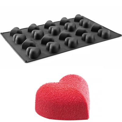 Silicone Mold for Pralines, Mousses, Baked Goods, 570 X 375 Mm, Heart-shaped