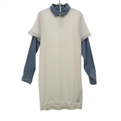 Switching Long Sleeve One Piece S White Women Used