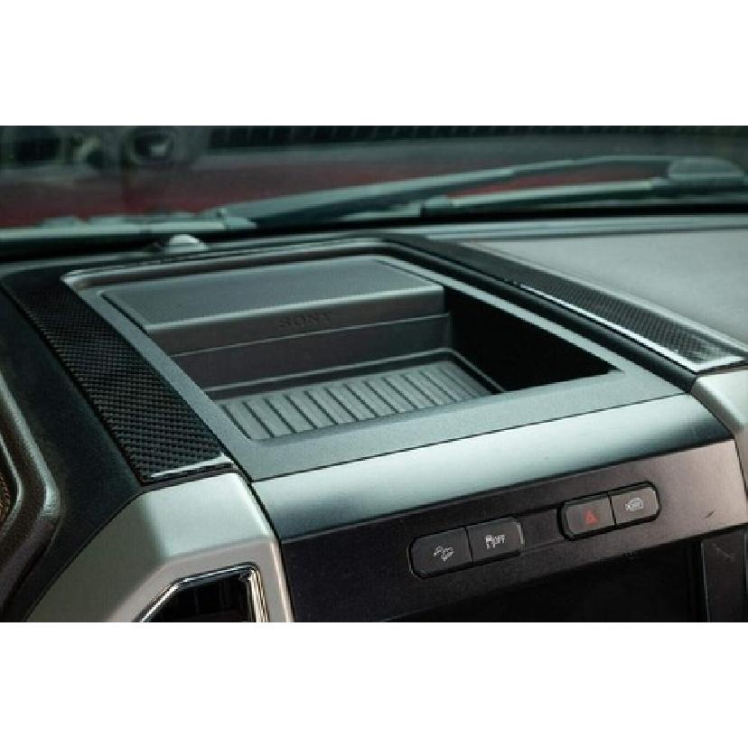 Center Console Storage Box Frame Trim Cover For Ford F150 2015+Soft Carbon Fiber