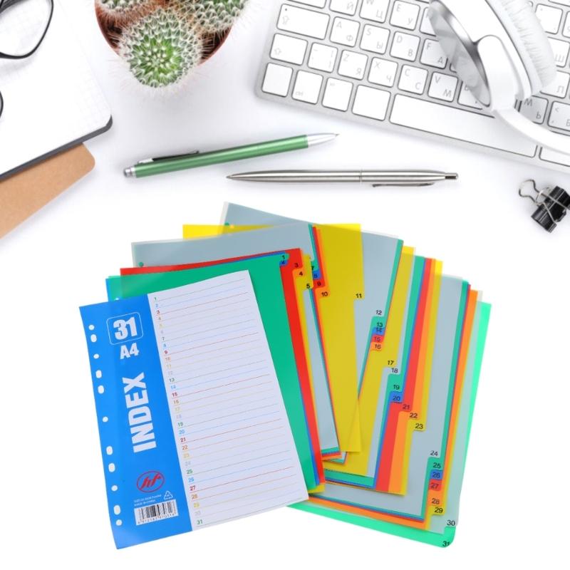 31 Sheets Colorful Folder Dividers Multifunctional Dividers A 4 File Dividers School Office Supplies for Students