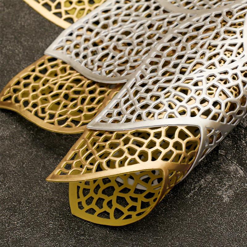 Pvc Table Flag Long Style Solid Color Bronzing Table Runner Burlap Creative Irregular Flowers Nordic Light Luxury Decoration