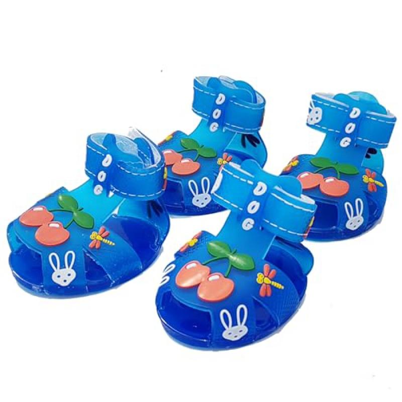 

Сандалии для маленьких собак, обувь для собак, летняя обувь, нескользящие прозрачные сандалии с мягкой подошвой, резиновые сапоги, дышащие Size 5 синий