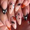 30-Piece Set: Handmade Almond Nails with 3D Flowers, Butterflies & Pearls