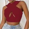 Women's Crisscross Cut Out Vest  Wrap  Solid Cami Tank Tops